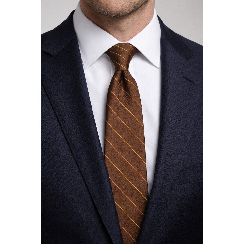 Tie 70s 80s 90s Y2K Superba Brown Gold Orange Striped 3.25 Wide 53 Long Washable